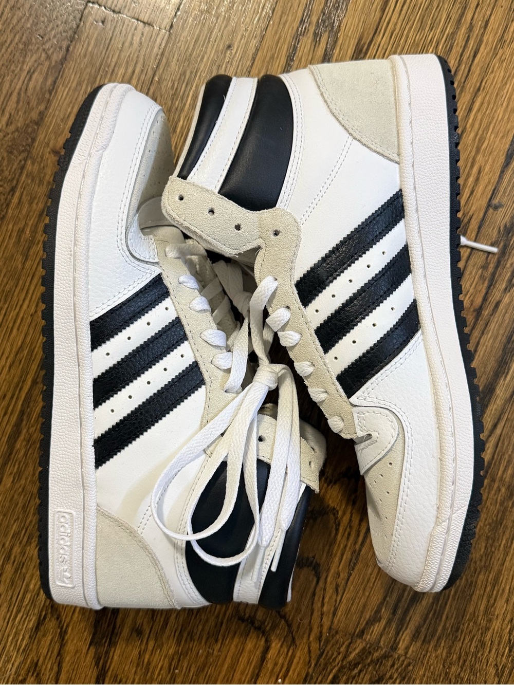 adidas White Black High-Top Sneakers with Cream Accents